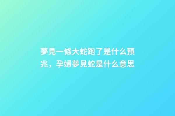 夢見一條大蛇跑了是什么預兆，孕婦夢見蛇是什么意思-第1張-觀點-玄機派