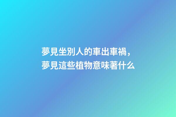 夢見坐別人的車出車禍，夢見這些植物(水果)意味著什么-第1張-觀點-玄機派