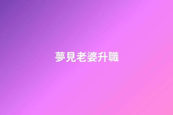 夢見老婆升職