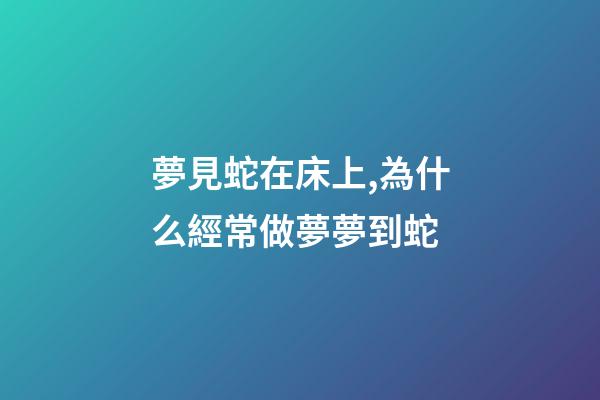 夢見蛇在床上,為什么經常做夢夢到蛇-第1張-觀點-玄機派