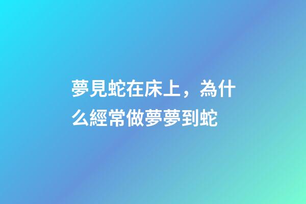 夢見蛇在床上，為什么經常做夢夢到蛇-第1張-觀點-玄機派