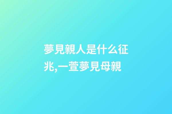 夢見親人是什么征兆,一萱夢見母親-第1張-觀點-玄機派
