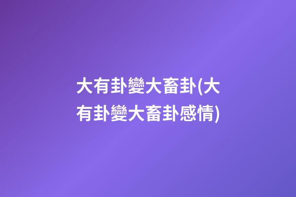 大有卦變大畜卦(大有卦變大畜卦感情)