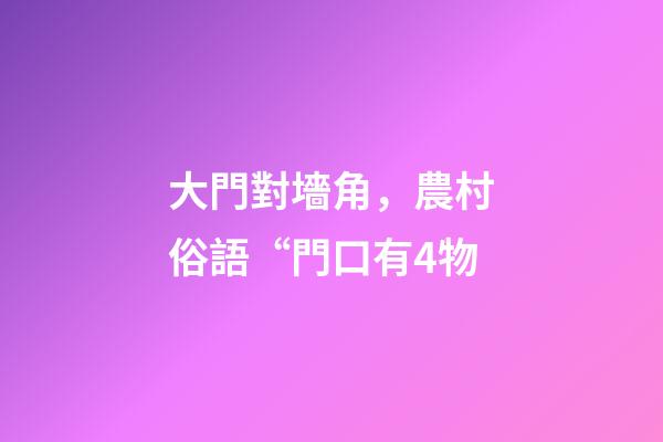 大門對墻角，農村俗語“門口有4物