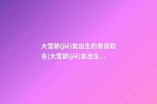 大雪節(jié)氣出生的男孩取名(大雪節(jié)氣出生的男孩取小名)