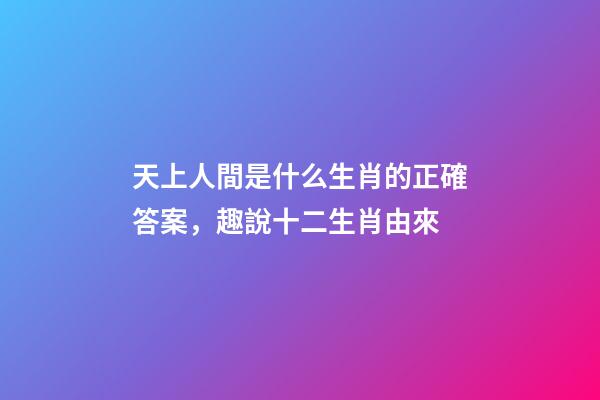 天上人間是什么生肖的正確答案，趣說十二生肖由來-第1張-觀點-玄機派