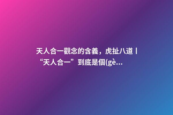 天人合一觀念的含義，虎扯八道丨“天人合一”到底是個(gè)什么操作!-第1張-觀點(diǎn)-玄機(jī)派