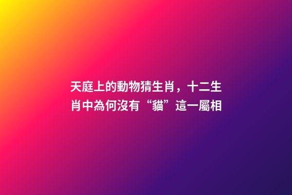 天庭上的動物猜生肖，十二生肖中為何沒有“貓”這一屬相