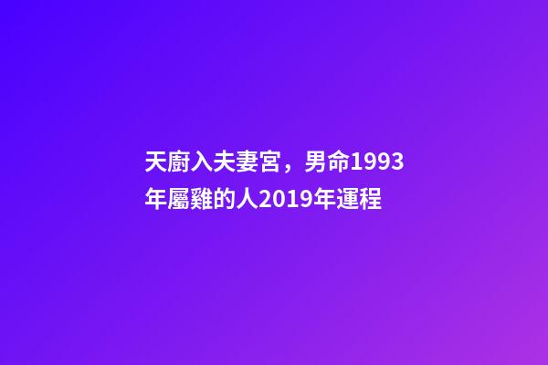天廚入夫妻宮，男命1993年屬雞的人2019年運程