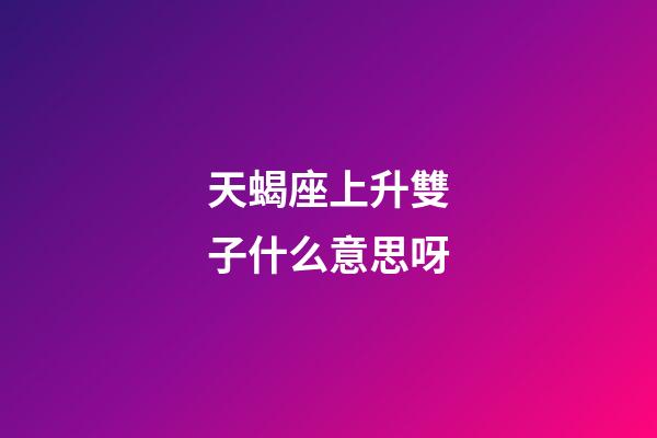 天蝎座上升雙子什么意思呀