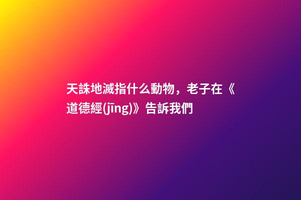 天誅地滅指什么動物，老子在《道德經(jīng)》告訴我們-第1張-觀點(diǎn)-玄機(jī)派