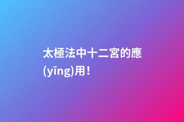 太極法中十二宮的應(yīng)用！