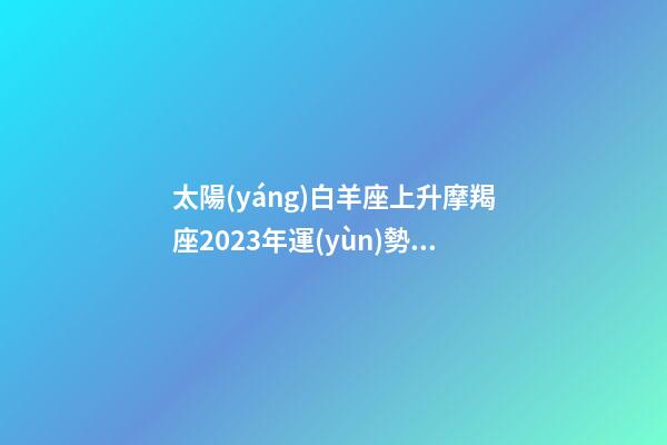 太陽(yáng)白羊座上升摩羯座2023年運(yùn)勢(shì)-第1張-星座運(yùn)勢(shì)-玄機(jī)派