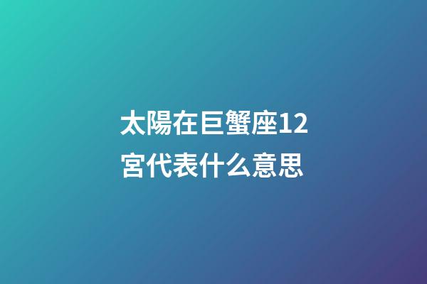 太陽在巨蟹座12宮代表什么意思-第1張-星座運(yùn)勢-玄機(jī)派