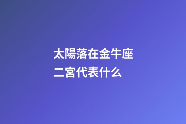 太陽落在金牛座二宮代表什么-第1張-星座運勢-玄機派