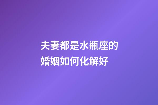 夫妻都是水瓶座的婚姻如何化解好-第1張-星座運(yùn)勢-玄機(jī)派