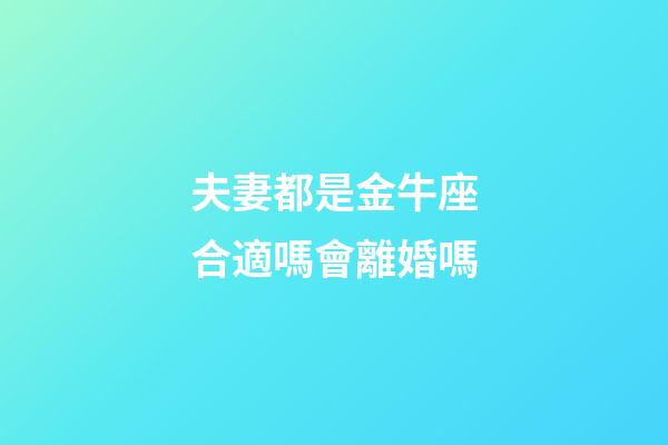 夫妻都是金牛座合適嗎會離婚嗎-第1張-星座運勢-玄機派