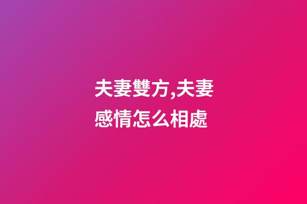夫妻雙方,夫妻感情怎么相處-第1張-觀點-玄機派