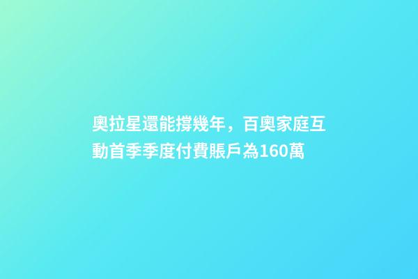 奧拉星還能撐幾年，百奧家庭互動(02100)首季季度付費賬戶為160萬