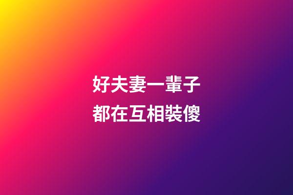 好夫妻一輩子都在互相裝傻