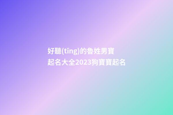 好聽(tīng)的魯姓男寶起名大全2023狗寶寶起名