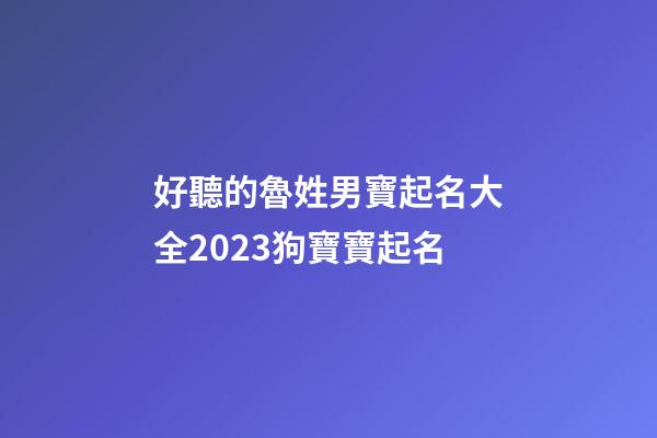好聽的魯姓男寶起名大全2023狗寶寶起名