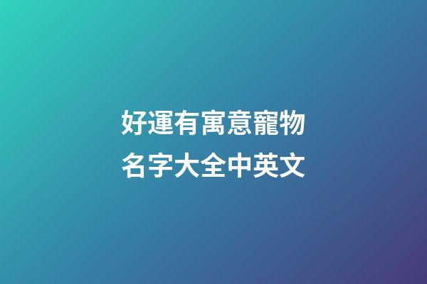 好運有寓意寵物名字大全中英文
