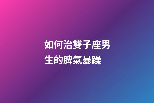 如何治雙子座男生的脾氣暴躁-第1張-星座運勢-玄機派