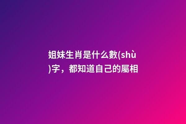 姐妹生肖是什么數(shù)字，都知道自己的屬相-第1張-觀點(diǎn)-玄機(jī)派