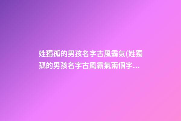 姓獨孤的男孩名字古風霸氣(姓獨孤的男孩名字古風霸氣兩個字)