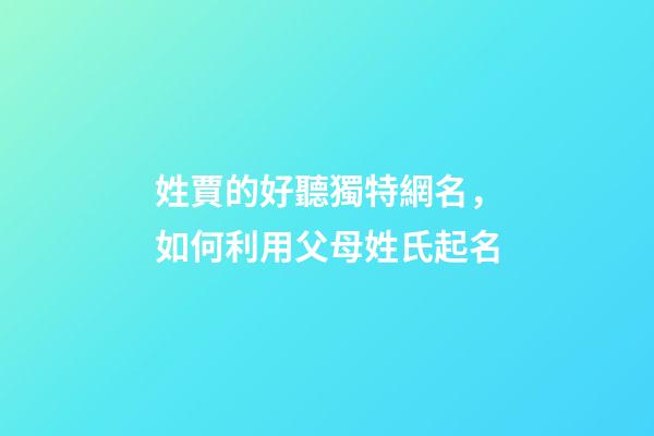 姓賈的好聽獨特網名，如何利用父母姓氏起名-第1張-觀點-玄機派