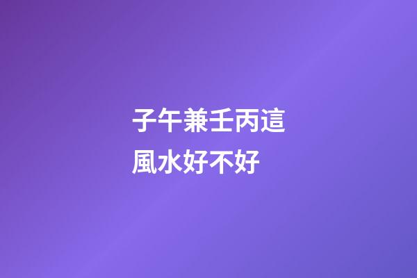 子午兼壬丙這風水好不好