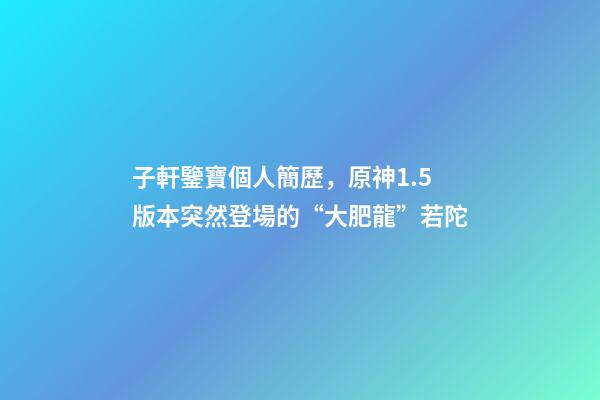 子軒鑒寶個人簡歷，原神1.5版本突然登場的“大肥龍”若陀-第1張-觀點-玄機派