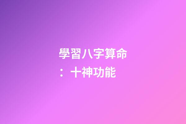 學習八字算命：十神功能