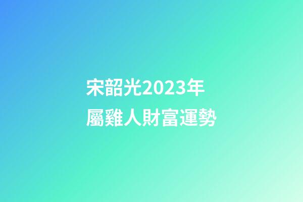 宋韶光2023年屬雞人財富運勢
