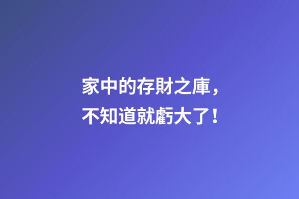 家中的存財之庫，不知道就虧大了！