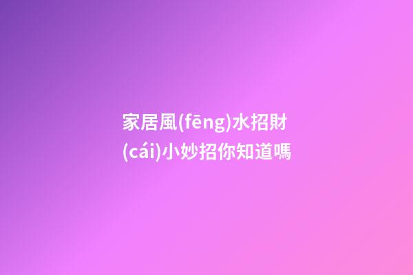 家居風(fēng)水招財(cái)小妙招你知道嗎
