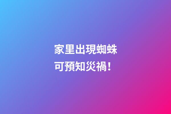 家里出現蜘蛛可預知災禍！