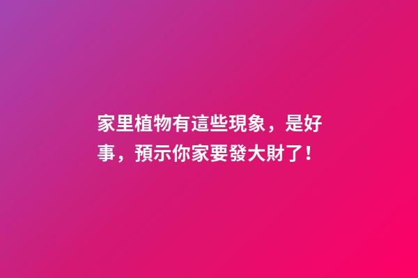 家里植物有這些現象，是好事，預示你家要發大財了！