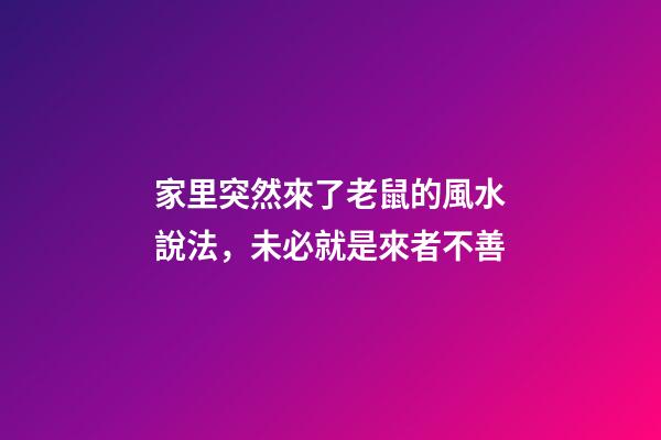家里突然來了老鼠的風水說法，未必就是來者不善