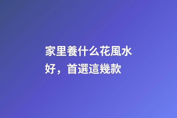 家里養什么花風水好，首選這幾款