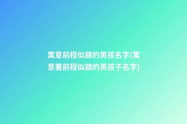 寓意前程似錦的男孩名字(寓意著前程似錦的男孩子名字)