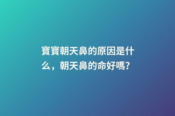 寶寶朝天鼻的原因是什么，朝天鼻的命好嗎？