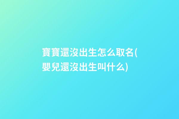 寶寶還沒出生怎么取名(嬰兒還沒出生叫什么)