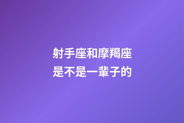 射手座和摩羯座是不是一輩子的-第1張-星座運勢-玄機派