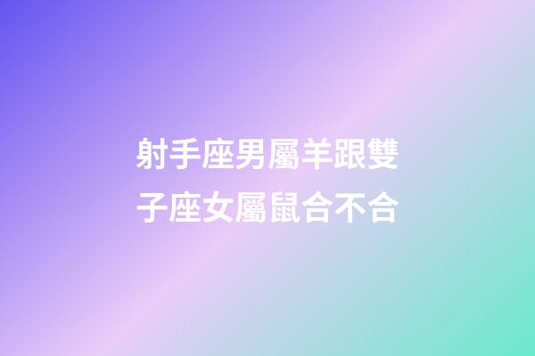 射手座男屬羊跟雙子座女屬鼠合不合-第1張-星座運勢-玄機派