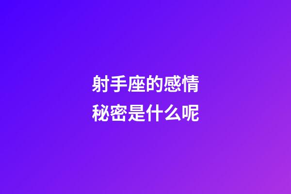 射手座的感情秘密是什么呢-第1張-星座運勢-玄機派
