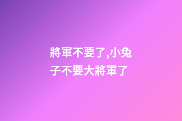 將軍不要了,小兔子不要大將軍了-第1張-觀點-玄機派