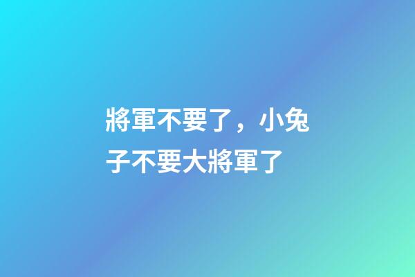 將軍不要了，小兔子不要大將軍了-第1張-觀點-玄機派