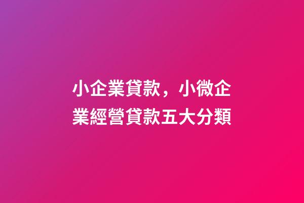 小企業貸款，小微企業經營貸款五大分類